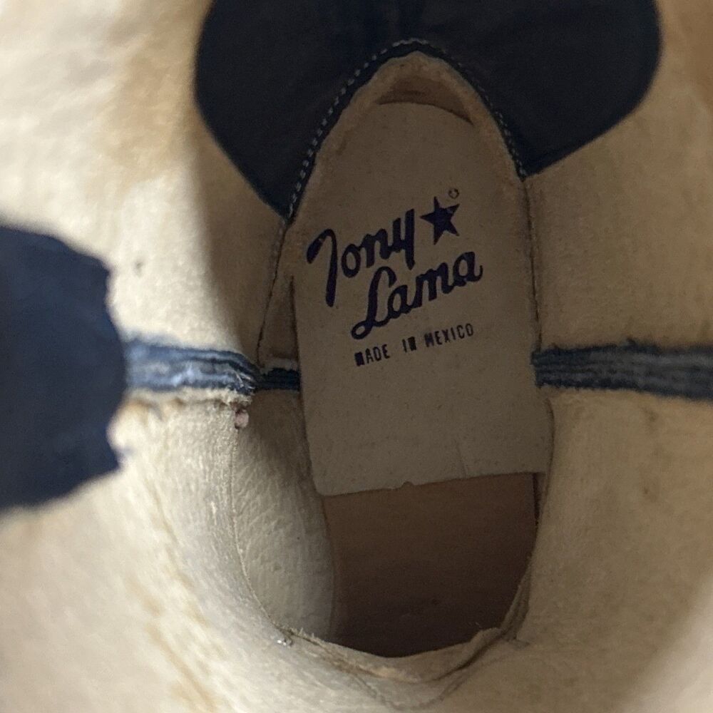 Tony Lama Roper Boots Womens 4.5 B Blue Gray Model 7502 All Leather Inner Upper - Picture 11 of 11
